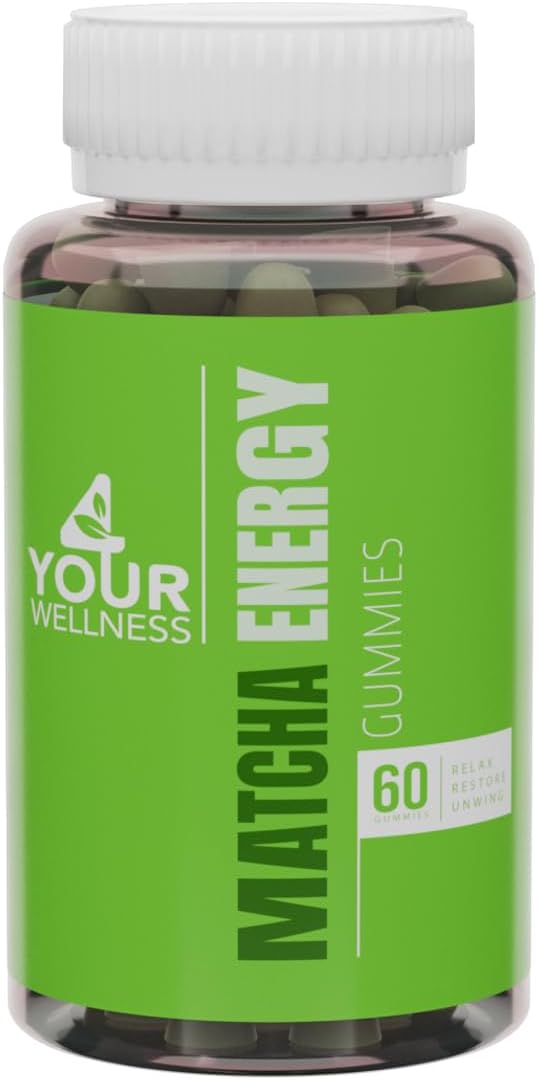 Matcha Organic Green Tea Energy Gummies, Vitamin B12, Vitamin B3, and Antioxidant CoQ10 for Natural Energy Boost, Vegan, Gluten-Free, Non-GMO and Kosher (60 Count (Pack of 1), Matcha)