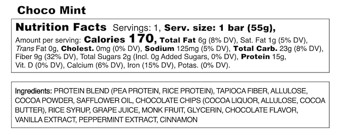 Alio: Choco Mint - Top 9 Allergen Free Protein Bar | High Protein | Nut Free | Low Calorie | Vegan | Gluten Free | non-GMO | Plant Based | Amazing Taste! 12 Bars in a Box!