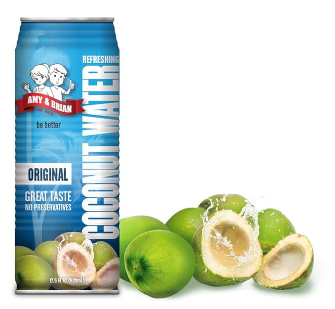 Amy & Brian Non-GMO Coconut Water, Original, 17.5 Fl Oz (Pack of 12)