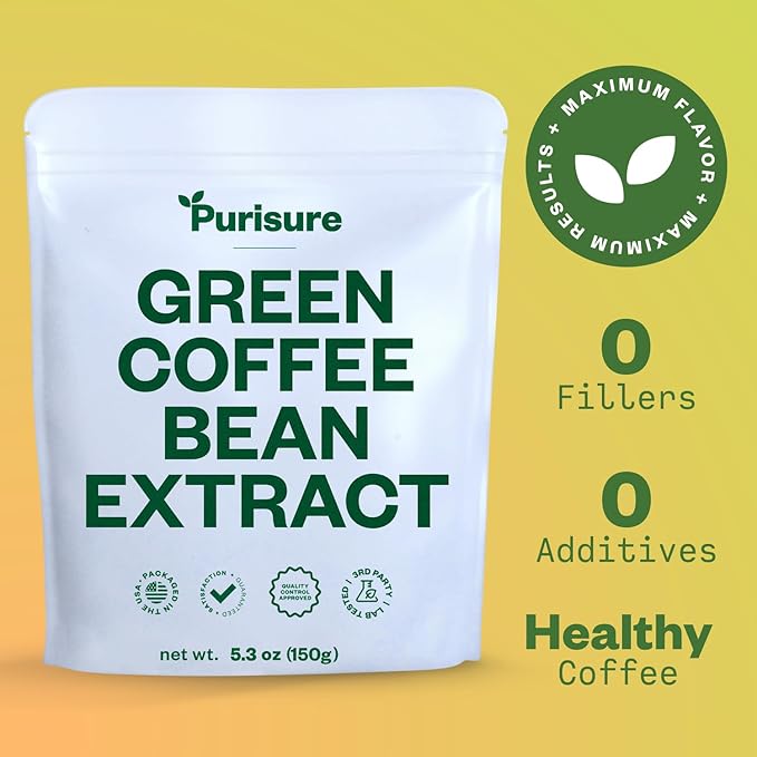 Green Coffee Bean Extract 150g, Green Coffee with Chlorogenic Acid, Body Detox and Cleanse for Women and Men, Natural Appetite Suppressant to Support Vitality and Energy, 750 Servings