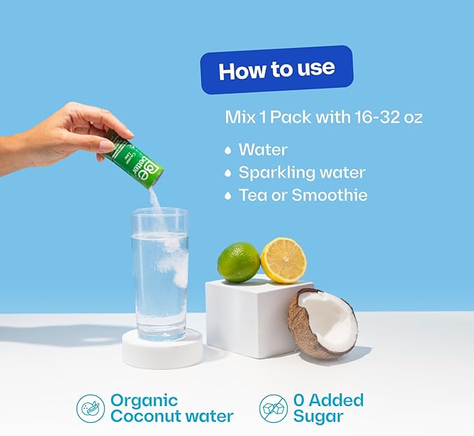 BeBetter Organic Electrolytes Powder Packets | Electrolyte Drink Mix | Organic Coconut Water | No Artificial Flavors | Sugar Free Hydration Packets | Non-GMO | 22 Sticks (Blueberry, Pomegranate, ACAI)