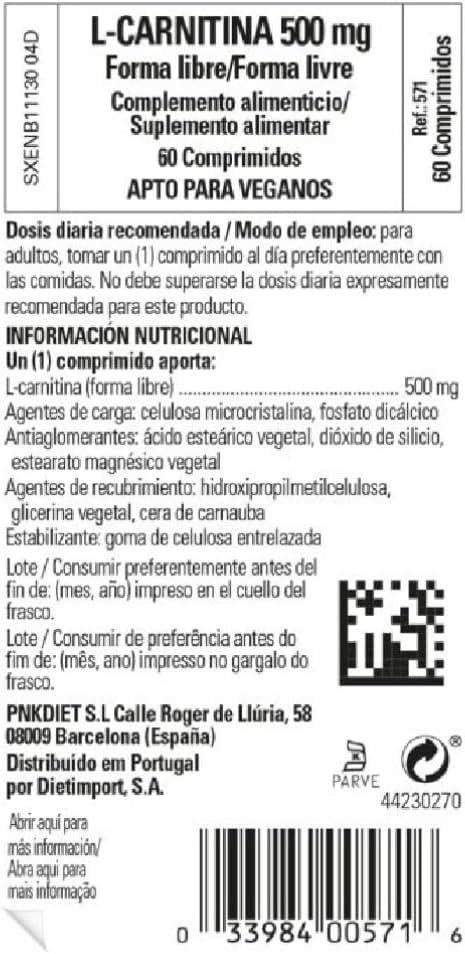 Solgar L-Carnitine 500 mg - 60 Tablets - Non-GMO, Vegan, Gluten Free, Dairy Free, Kosher - 30 Servings