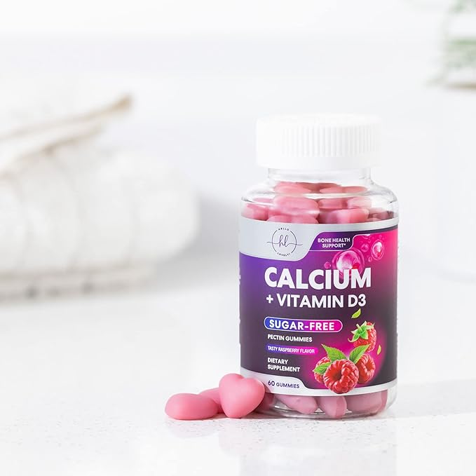 Sugar-Free Calcium Supplements for Women + 400 IU Vitamin D3 - Calcium Chews Gummy for Bone & Immune Support, Supports Teeth & Bone Strength, Chewable Calcium Supplement for Women & Men - 60 Gummies