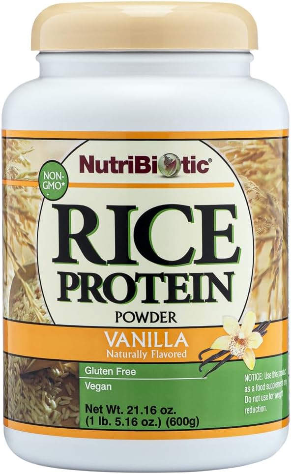 NutriBiotic – Vanilla Rice Protein, 1 Lb 5 Oz (600g) | Low Carb, Keto-Friendly, Vegan, Raw Protein Powder | Grown & Processed Without Chemicals, GMOs or Gluten | Easy to Digest & Nutrient-Rich