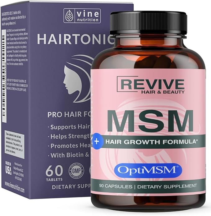 Hair Vitamins MSM Powder Healhty Hair Skin & Nails - 17 in 1 Ingredients with OptiMSM 1,000mg Hair Supplement Biotin 5000mcg and Keratin – Thousands of Happy customers - 90 ct