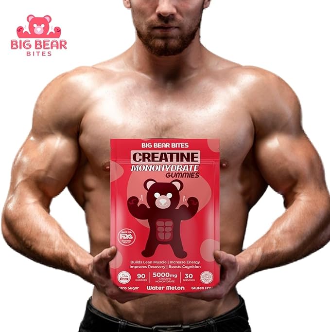 Creatine Monohydrate Gummies for Men & Women | 5000mg of Creatine Gummies per Serving | Sugar Free Gummies, Gluten Free & Halal | Pack of 90 Pre Workout Gummies for Muscle Recovery | Watermelon Flavor