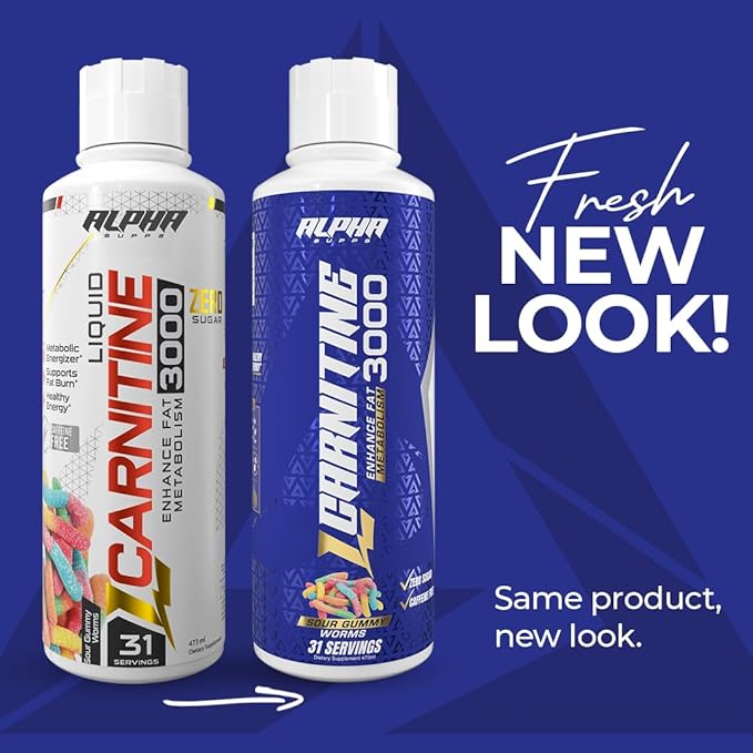 L-Carnitine 3000 mg Liquid | Stimulant-Free Amino Acid | 31 Servings (Sour Gummy Worms)