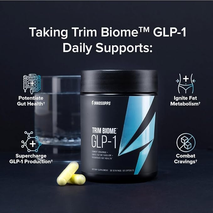 Inno Supps Trim Biome™ GLP-1 | Weight Loss Prebiotic + Probiotic + Postbiotic | Appetite + Metabolism Support | Digestive Health | Akkermansia + Berberine | 60 Capsules. 30 Servings
