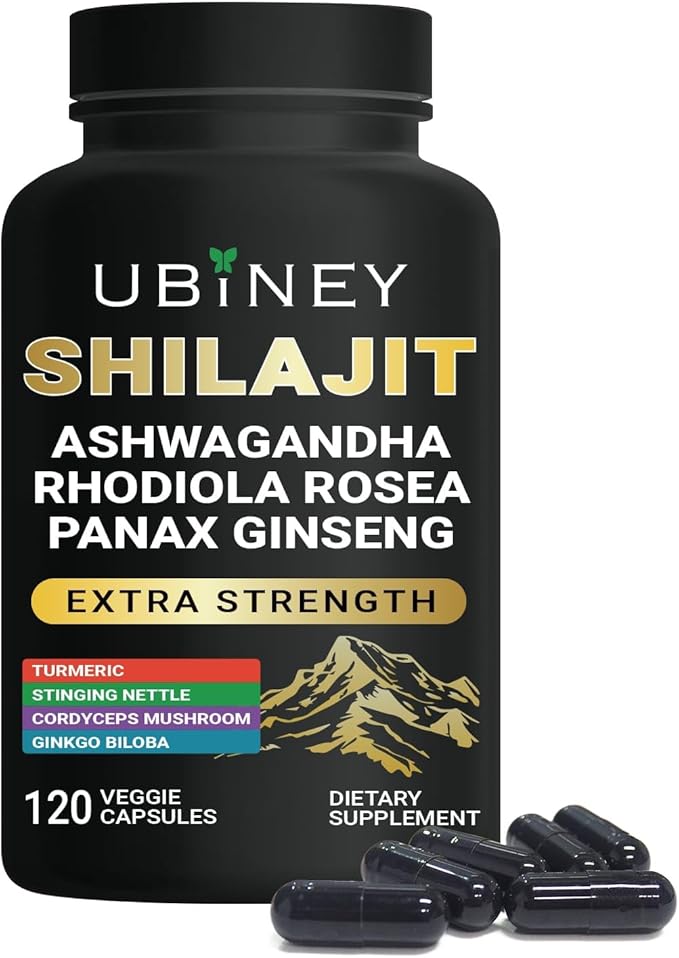 Premium Shilajit Capsules – 500mg with Ashwagandha, Ginseng & Cordyceps – Natural Energy, Stamina & Brain Support – Boost Focus, Vitality & Immunity – 120 Vegan Capsules, 4-Month Supply