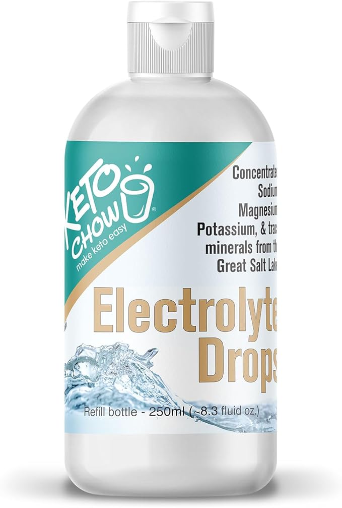 Keto Chow | Electrolyte Hydration Drops | Keto Diets & Intermittent Fasting | Immune Support | Gluten & Sugar Free | Paleo | Sodium, Magnesium, Potassium & Trace Minerals | Unflavored | 8.3 fl oz