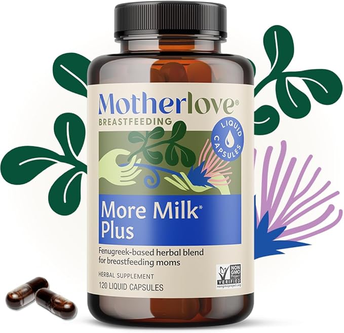 Motherlove More Milk Plus (120 Capsule Value Size) Fenugreek-Based Lactation Supplement to Support Breast Milk Supply—Non-GMO, Organic Herbs, Vegan, Kosher, Soy-Free