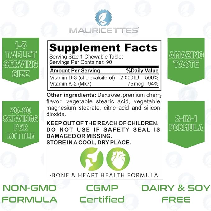 Chewable Vitamin D3 with K2 & Chewable Vitamin B12 1000 mcg Energy and Immune Support Bundle