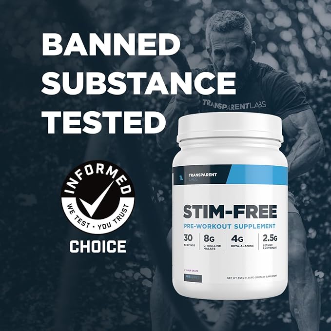Transparent Labs Stim-Free Pre-Workout - Caffeine & Stim Free Pre Workout Powder for Men and Women with Beta Alanine Powder, Citrulline Malate, & elevATP - 30 Servings, Strawberry Lemonade