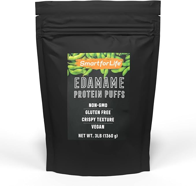 Smart for Life Soy Protein Puffs from Edamame - High Protein Zero Sugar Soy Protein Isolate Puffs - 20 Grams Protein Snacks - Non-GMO, Gluten-Free - 3 Pound Box - 53 Servings - Soy Puffs…