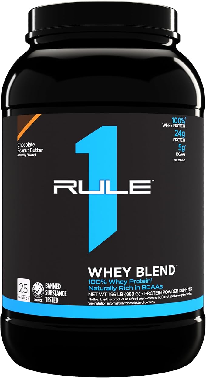 Rule One Proteins Whey Blend - Chocolate Peanut Butter, 24g Fast-Acting Whey Protein Concentrates, Isolates, and Hydrolysates Per Serving with Naturally Occurring EAAs and BCAAs, 2lbs