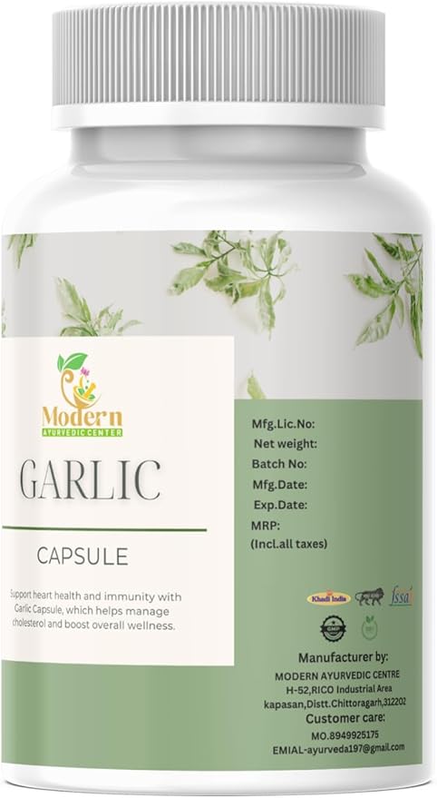 Organic Garlic Capsules – 500mg Vegan Herbal Garlic Pills – 60 Organic Capsules for Heart Wellness, Immune Support & Energy Boost – Non-GMO, Gluten-Free