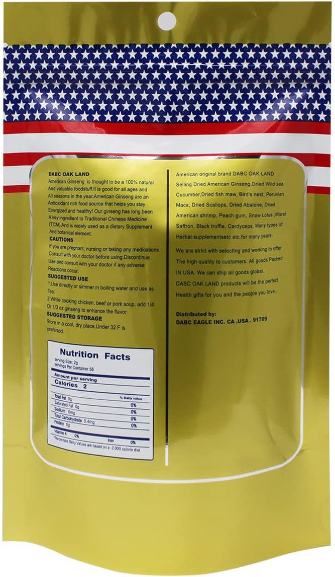 DOL American Ginseng Slices from Wisconsin (Sliced Ginseng Root Wisconsin Grown!Most People Use It to Make Ginseng Tea! Good for Health! 花旗参/西洋参 -in Bag(Small 4oz/Bag)