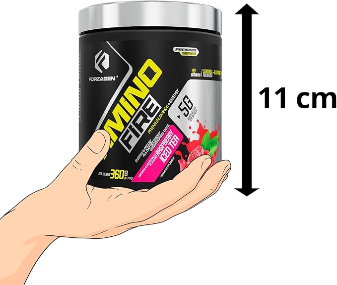 Forzagen Amino Fire | Essential Amino Energy Powder for Pre-Workout | BCAA Energy Boost & Muscle Recovery Drink Mix, Enhance Focus & Concentration, Dietary Supplement | Raspberry Ice Tea, 40 Servings