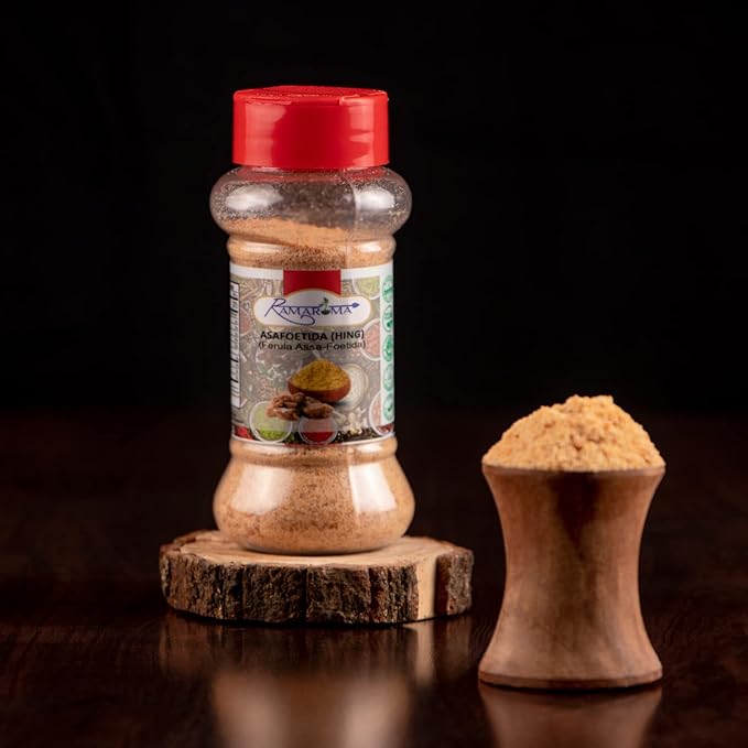Ramaroma Asafetida (Hing) Ground 3.5oz (100g) ~ All Natural | Salt Free | Vegan | Non-GMO | Asafoetida Indian Spice | Best for Onion Garlic Substitute