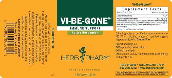 Herb Pharm Virattack Liquid Herbal Formula with Lomatium for Active Immune System Support - 4 Ounce