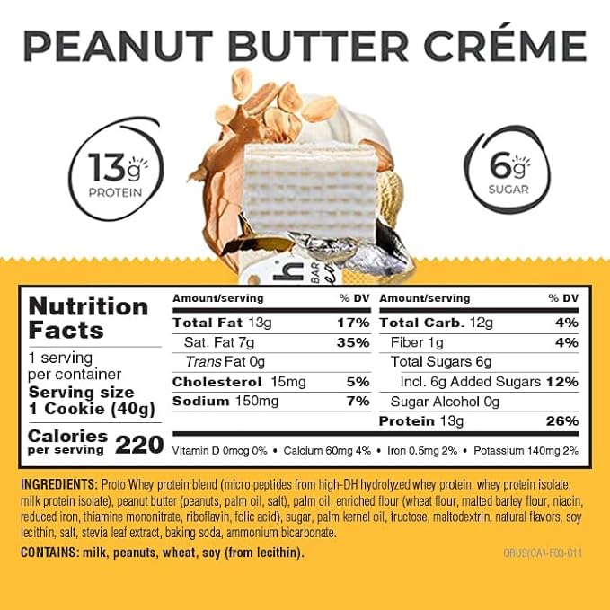 Power Crunch Protein Wafer Bars, High Protein Snacks with Delicious Taste, Peanut Butter Crème, 1.4 Ounce (12 Count) (Pack of 2)
