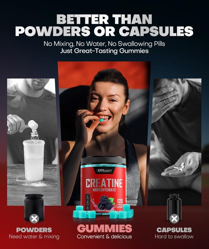 99.99% Creatine Monohydrate Gummies More 15% Strength, 5X Energy & Muscle Support Pre-Workout Complex Creatine for Women & Men with 5000mg Creatine, L-Taurine, B12, Mg and K, 0 Sugar, Vegan