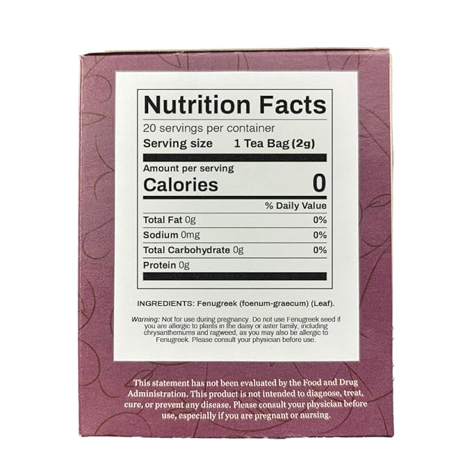 Organic Positively Botanicals Company, Fenugreek Seed Herbal Tea Bags, 20 Count