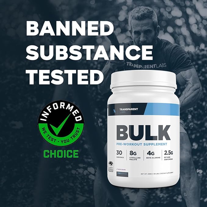 Transparent Labs Bulk Pre Workout Powder - Naturally Sweetened Advanced Pre-Workout Formula for Muscle Building and Strength - 30 Servings, Strawberry Lemonade