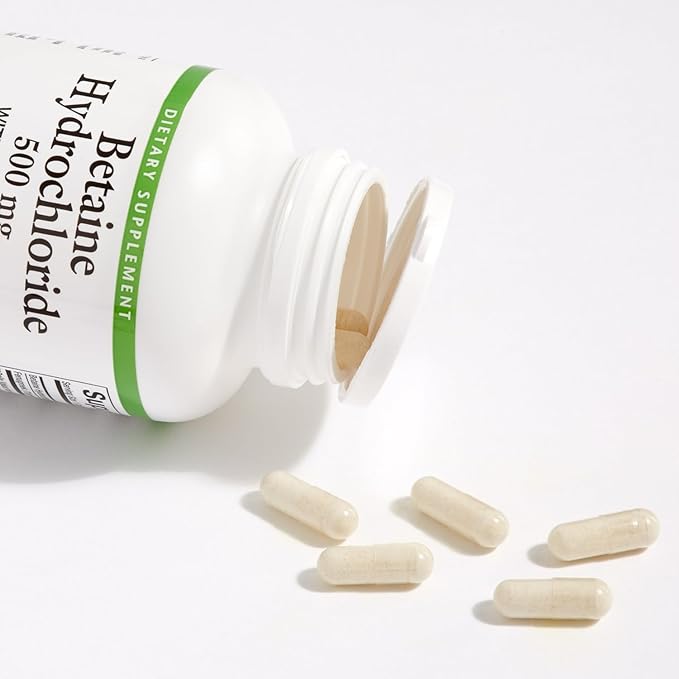 Natural Factors, Betaine HCL 500 mg, Supports Healthy Digestion and a Healthy Microbiome, 180 capsules (180 servings)