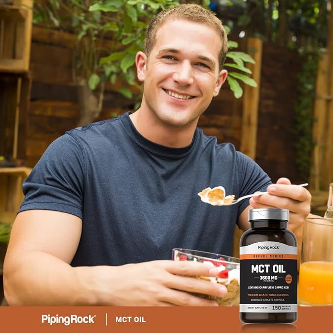 Piping Rock MCT Oil Softgel Capsules | 3600mg | 150 Pills | Keto-Approved | Non-GMO, Gluten Free Supplement