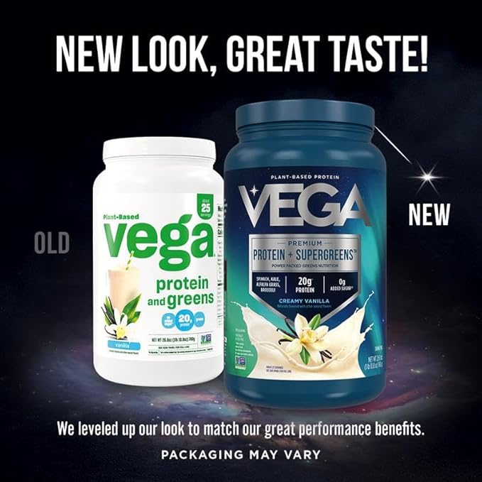 Vega Protein and Greens Protein Powder, Berry - 20g Plant Based Protein Plus Veggies, Vegan, Non GMO, Pea Protein for Women and Men, 1.7 lbs (Packaging May Vary)