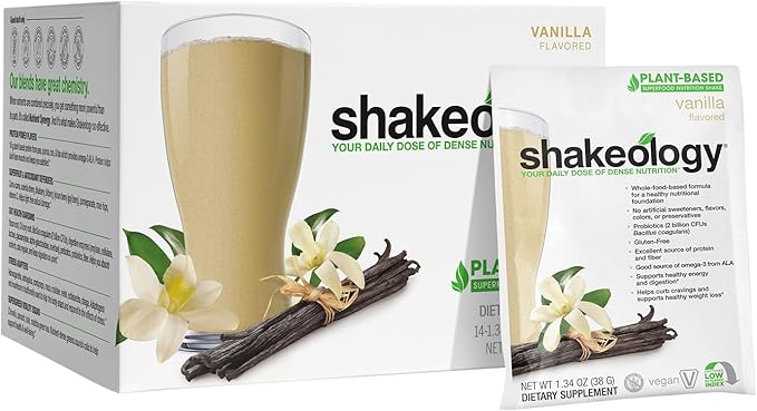 BODi Shakeology Plant Based Protein Powder Blend – Gluten-Free Shake with Vitamins and Minerals – Helps Support Weight Loss, Lean Muscle, Gut Health, Vanilla - 14 Servings