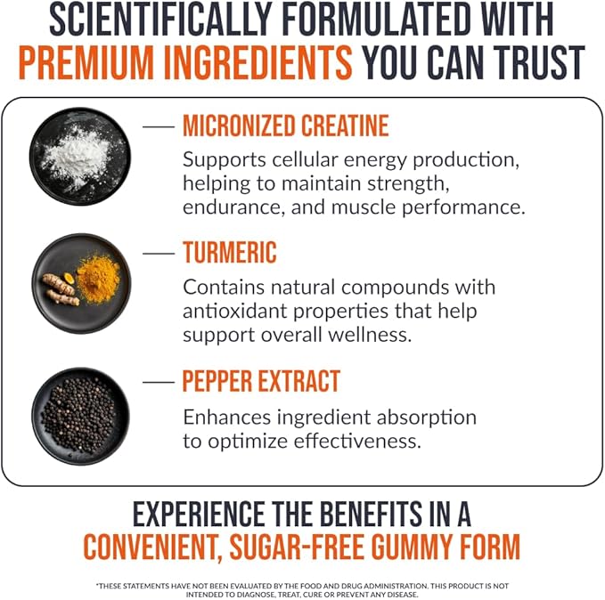 Creatine Monohydrate Gummies 5000 mg, Mango Flavor, 120 Sugar-Free Vegan Chews, Creatine Supplement for Daily Routine, Pack of 2