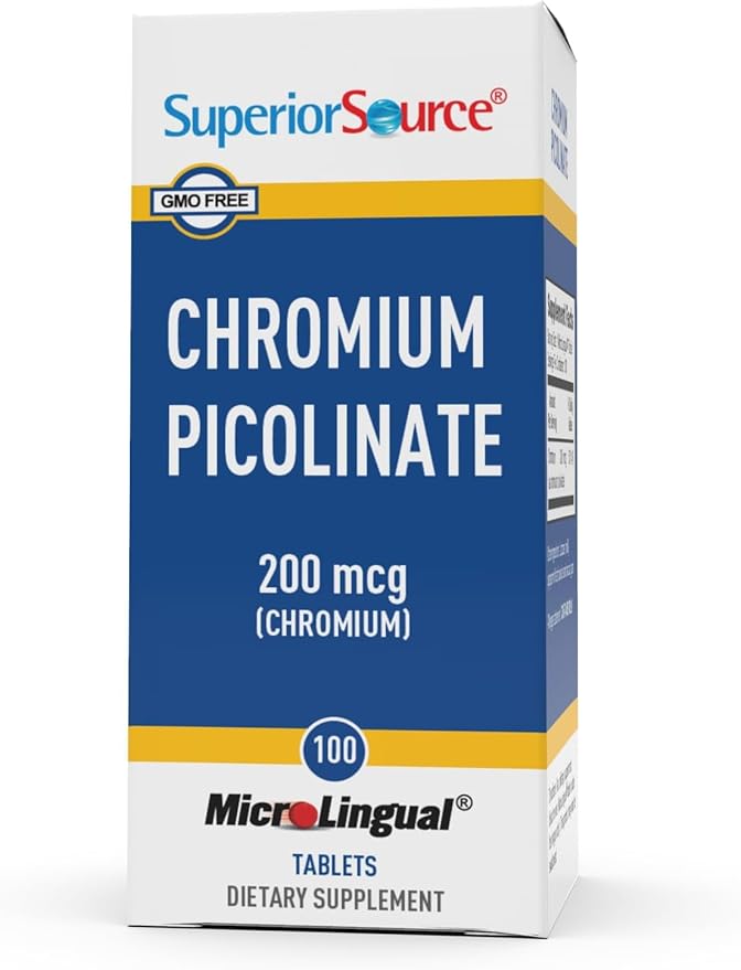 Superior Source Chromium Picolinate - Supplement for Women & Men - Supplement Formula Supports Healthy Sugar Metabolism - Mineral Supplement Aids Overall Health - 500 mcg, 50 Instant Dissolve Tablets