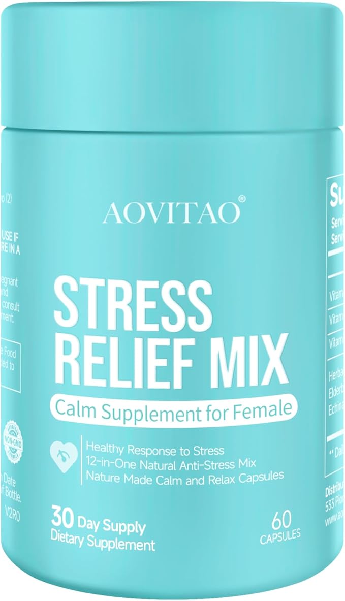 Stress Relief Supplement Support Anxiety Relief, Ashwagandha for Women Supplement with L-Theanine Magnesium, Stress Relief, Focus and Relaxation Support Anxiery Pill