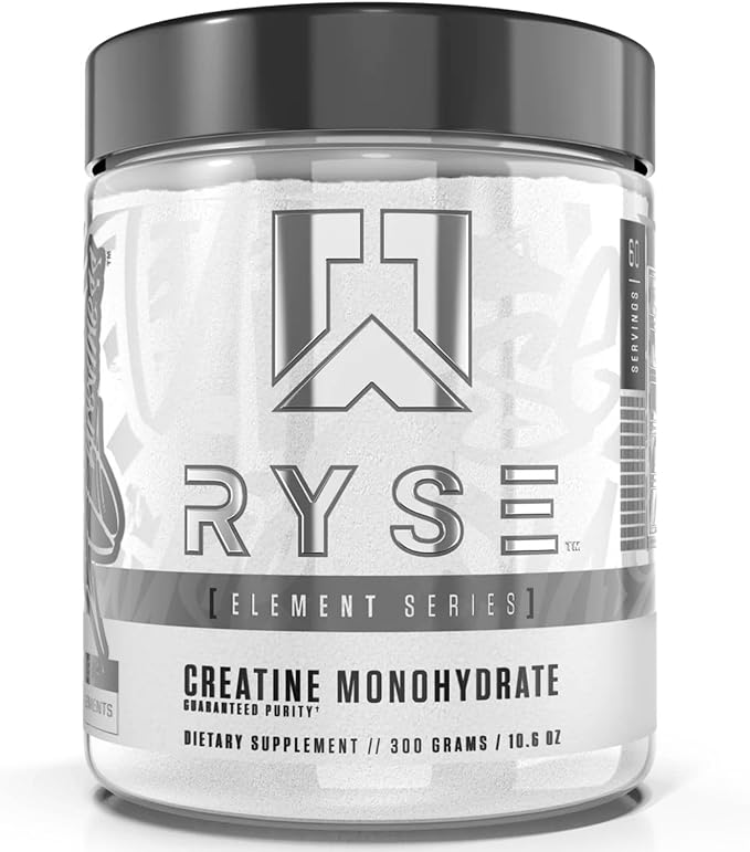 Ryse Creatine Monohydrate Powder - Unflavored - Supports Men & Women Lean Muscle Growth, Strength, Power, and Endurance - Helps Reduce Fatigue and Improve Workout Recovery - 60 Servings