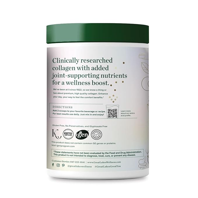 Great Lakes Wellness Movement Boost Advanced Collagen Peptides Powder with MSM, Hyaluronic Acid, Vitamin C - Joint Mobility & Comfort - Caramel Flavored - Non-GMO, Keto, Kosher - 8 oz
