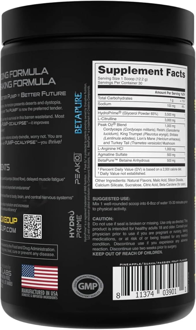 Pump-ocalypse Tropical | Nitric Oxide and L Arginine Supplement with Citrulline Malate, GlycerPump | Ultimate N.O. Booster | Lean Muscle Support for Blood Flow, Vascularity, Hydration and Endurance