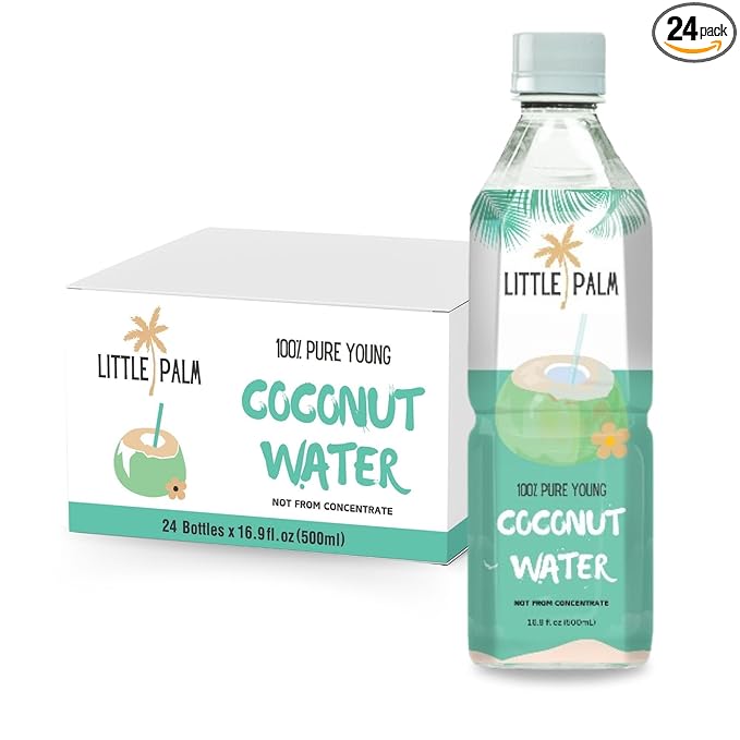 Little Palm - Pure Coconut Water, Made from Young Coconuts, No Sugar Added, Non-GMO, Natural Hydration, Electrolytes, 16.9 fl oz (24-Pack, Original)
