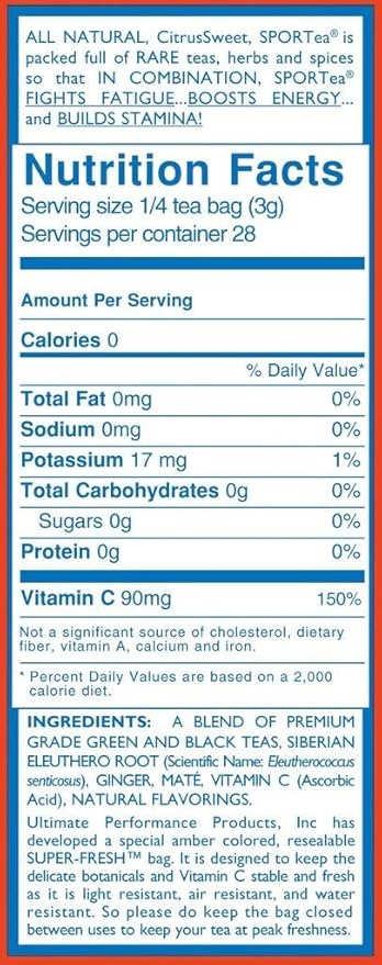 SPORTea Iced | Natural Decaf Energy Drink with Green & Black Tea, Vitamins, Minerals, Electrolytes, Yerba Mate & Siberian Ginseng | 7 Cold Brew Tea Bags | Healthy & Easy to Brew | Single Box