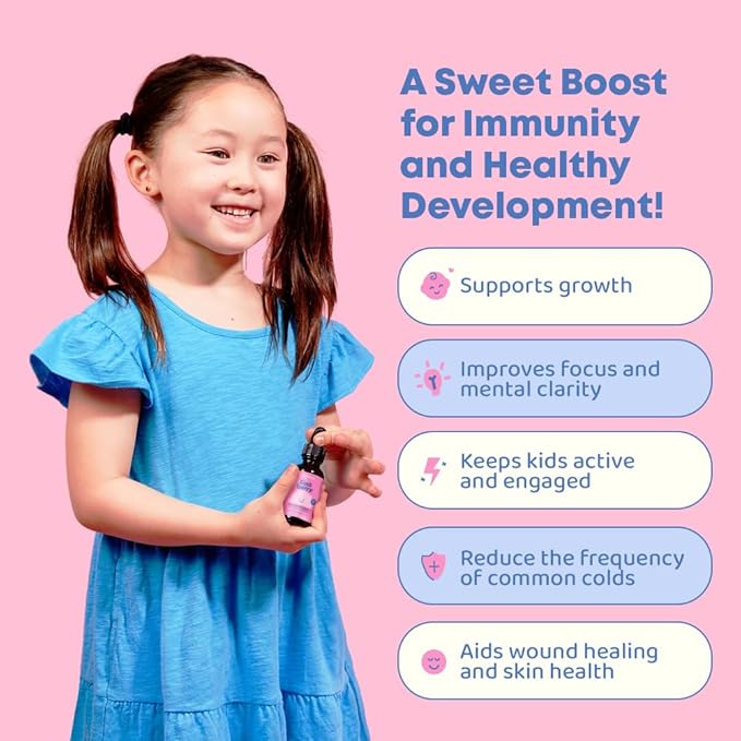 JoySpring ZincBerry - Kids Zinc & Vitamin Supplement (1 fl oz) Immune Support Drops with Elderberry Flavor for Kids 2-16+ Years