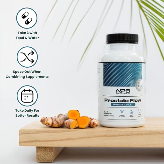 Nature’s Pure Blend Prostate Flow – Prostate Health Supplements for Men with Saw Palmetto, Herbal Complex and Essential Nutrients – Support for Flow, Balance, Hair Strength, and Wellness – 90 Capsules