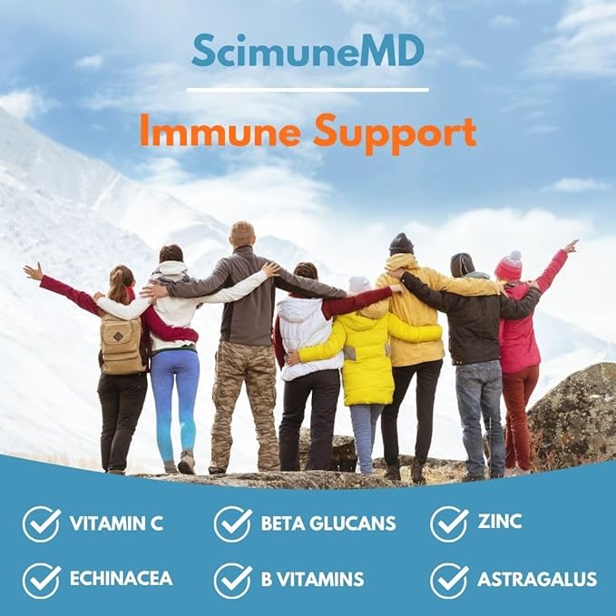 ScimeraMD® Scimune Immune Support Supplement with Zinc, Quercetin, Echinacea, and Wellmune® Beta Glucan, 30 CT