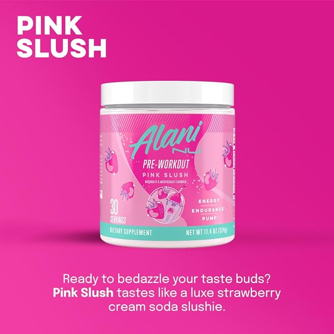 Alani Nu Pre Workout Powder Pink Slush, Amino Energy Boost, Endurance Supplement, Sugar Free, 200mg Caffeine, L-Theanine, Beta-Alanine, Citrulline, 30 Servings