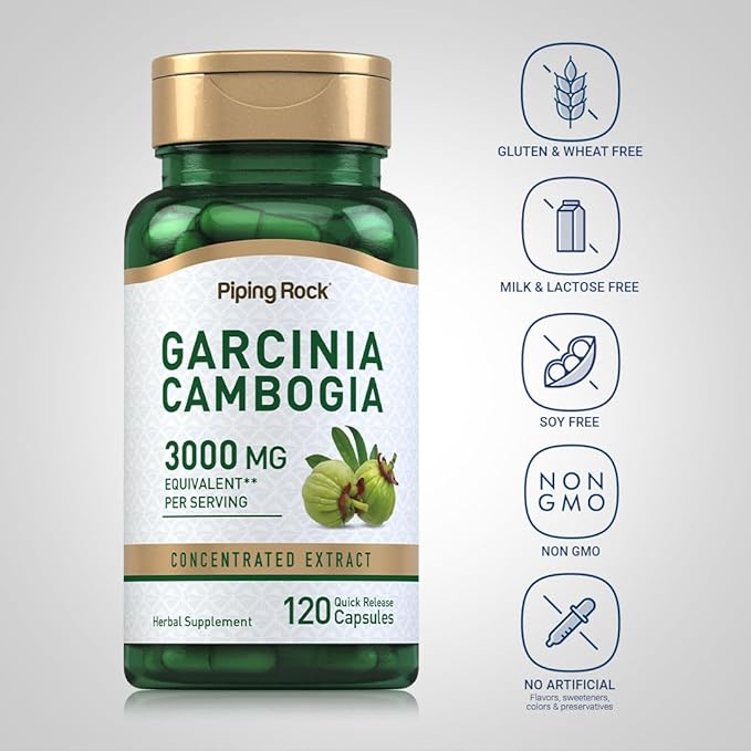 Piping Rock Garcinia Cambogia Extract | 3000mg | 120 Capsules | Concentrated Pills | Non-GMO, Gluten Free Supplement