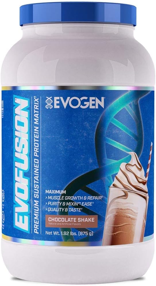 Evogen Evofusion - Sustained Protein Powder | Supports Muscle Growth & Repair | Whey Protein, Micellar Casein, MCT Oil | Chocolate Shake | 25 Servings