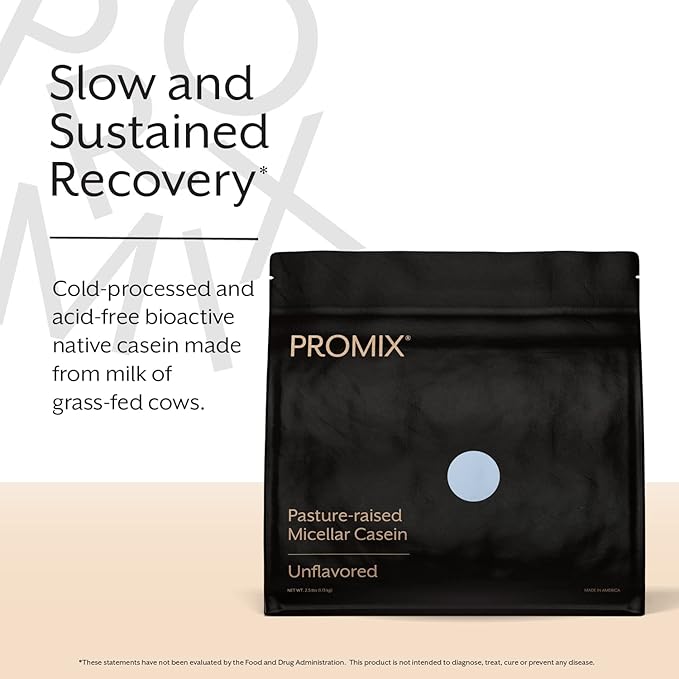 ProMix Nutrition Casein Protein Powder, Unflavored - Grass-Fed - Slow & Sustained Recovery Post Workout Fitness - Shakes, Smoothies, Baking & Cooking Recipes - Gluten-Free - 2.5 Pound (Pack of 1)