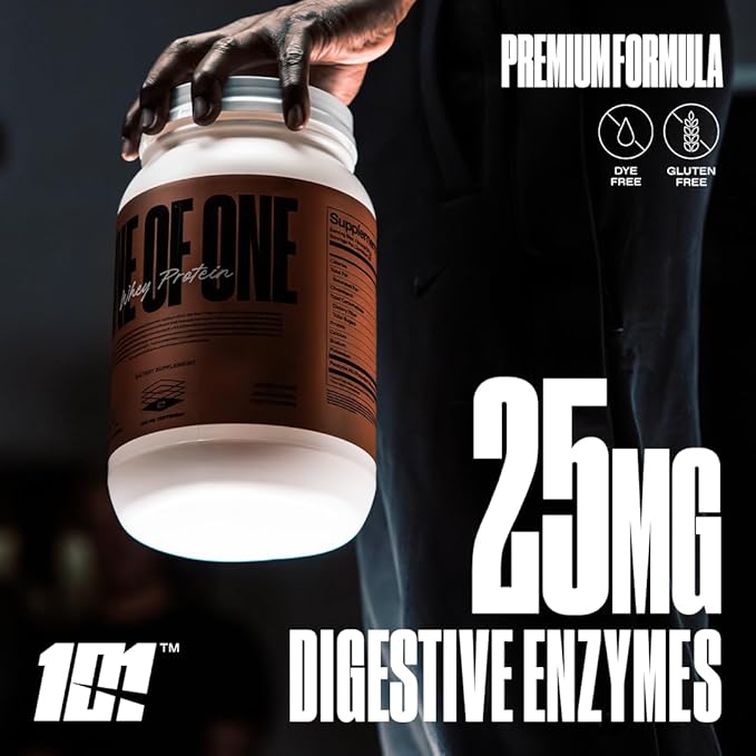 ONE OF ONE Whey Protein Powder – 25g Whey Protein Concentrate with Digestive Enzymes, Gluten Free, Low Carb, Post-Workout Recovery – Toasted Marshmallow Flavor, 2lb