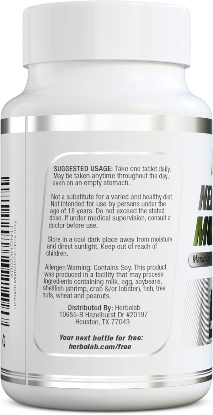 Multivitamin Once Daily, Max Strength Vitamins A, C, D, E, K, B1, B2, B6, B12, Niacin, Calcium, Magnesium, Zinc, Selenium, Copper, Manganese, Chromium with Lycopene, 60 Count 2 Mo Supply