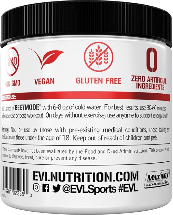 Evlution Nutrition BeetMode - Beet Root Powder - Nitric Oxide Booster - Black Cherry Flavor - Pre or Post-Workout Supplement for Enhanced Energy & Performance - Vegan & Gluten Free - 30 Servings